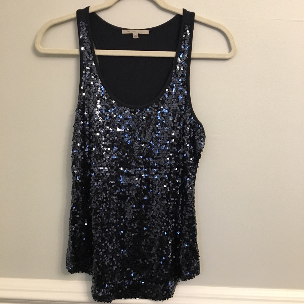 Gap Women's Navy Blue Sequin Glitter Tank Top Size Small